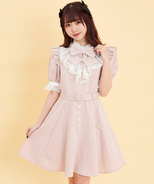 Secret Honey（シークレットハニー）の「レースラッフルスタンドカラーワンピース（ワンピース・レディース・ピンク/ブラックミックス/ブラック・MEDIUM）」の6枚目の写真