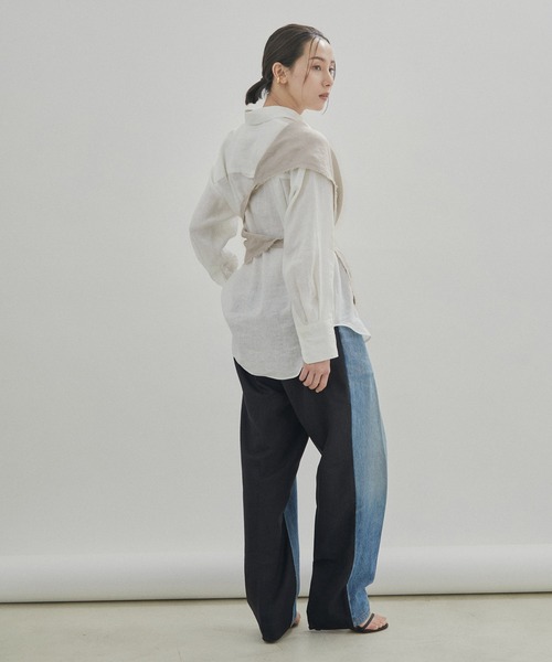 SALON adam et rope'（サロン アダム エ ロペ）の「【洗える】ノルマンディリネンマルチウェイカーチフ/麻（ストール/ショール・レディース・ホワイト/ダークブラウン/ピンク/グレー系その他・FREE）」の16枚目の写真