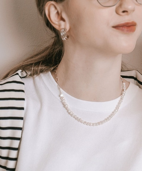 Ops.（オプス）の「パールネックレス バロックパール シルバー925 ネックレス 【Afrizo-Miktos-NK アフリジオ・ミクトス】（ネックレス・レディース・シルバー/イエローゴールド・ONE SIZE）」の7枚目の写真