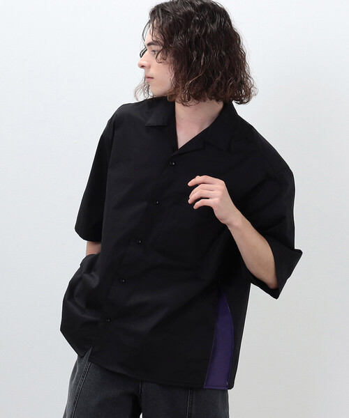 Purple&Yellow（パープルアンドイエロー）の「ベンチレーション オープンカラーシャツ（シャツ/ブラウス・メンズ・ブラック/ベージュ・SMALL/MEDIUM/LARGE）」の2枚目の写真