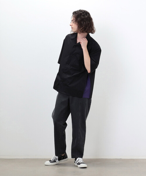 Purple&Yellow（パープルアンドイエロー）の「ベンチレーション オープンカラーシャツ（シャツ/ブラウス・メンズ・ブラック/ベージュ・SMALL/MEDIUM/LARGE）」の12枚目の写真