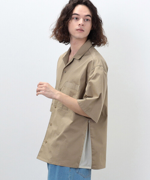 Purple&Yellow（パープルアンドイエロー）の「ベンチレーション オープンカラーシャツ（シャツ/ブラウス・メンズ・ブラック/ベージュ・SMALL/MEDIUM/LARGE）」の7枚目の写真