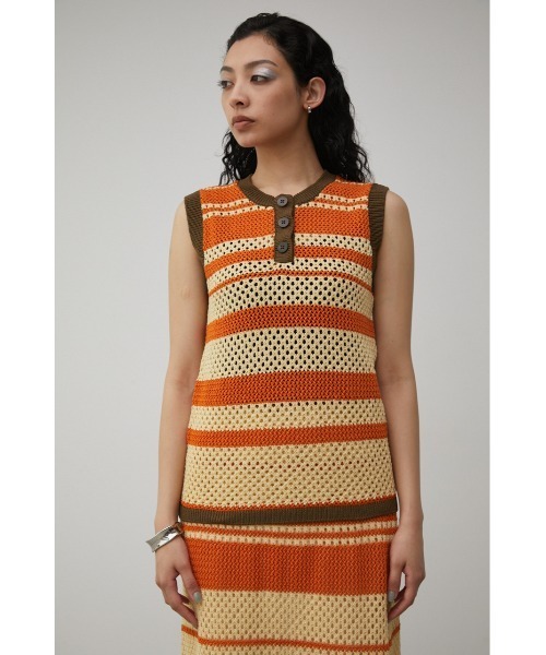 【美品】ピージージー ◡̈ ボーダーニット ONCILY（オンシェリー）の「HALF ZIP SHAGGY BORDER KNIT