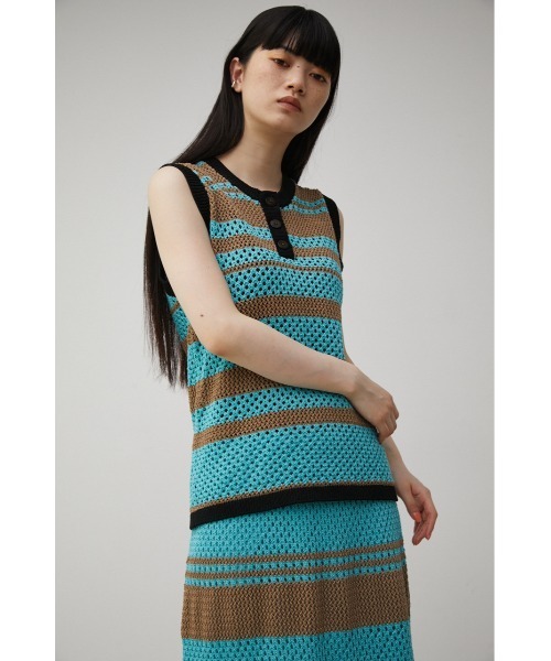 RE. アールイードット メッシュボーダーニット BLUE RE. アールイードット メッシュボーダーニット BLUE