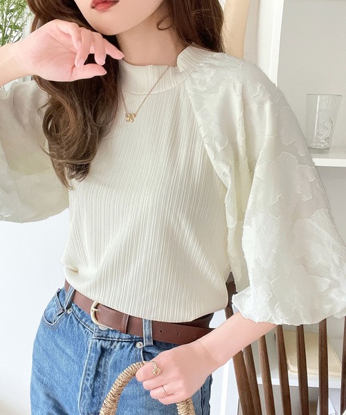 mily bilet(ミウィビレット)の「【mily bilet】大人華やぐ。袖シアー花柄トップス(シャツ/ブラウス・レディース・ブラック/アイボリー・MEDIUM/SMALL/X-LARGE/LARGE)」の14枚目の写真