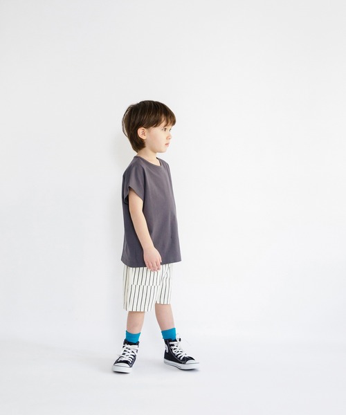 BRANSHES（ブランシェス）の「ドルマン半袖Tシャツ（Tシャツ/カットソー・キッズ・サックスブルー/チャコールグレー/オフホワイト/ライトグリーン・130/140/110/120/100）」の5枚目の写真