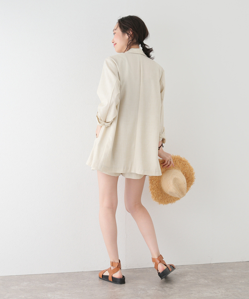 U by SPICK&SPAN（ユーバイスピックアンドスパン）の「リネンライクオーバージャケット（その他アウター・レディース・ピンク/ベージュ・FREE）」の5枚目の写真