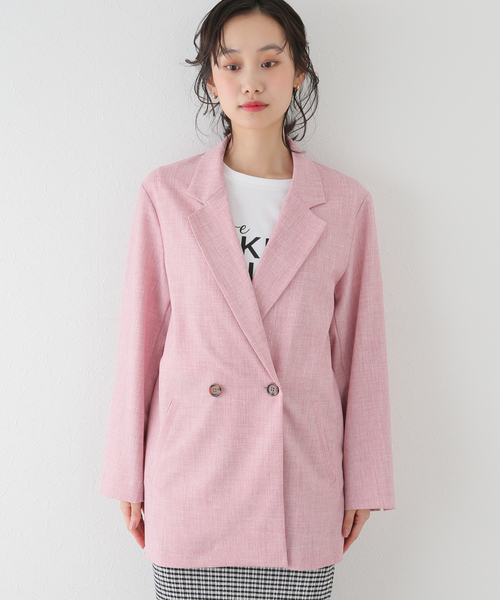 U by SPICK&SPAN（ユーバイスピックアンドスパン）の「リネンライクオーバージャケット（その他アウター・レディース・ピンク/ベージュ・FREE）」の9枚目の写真