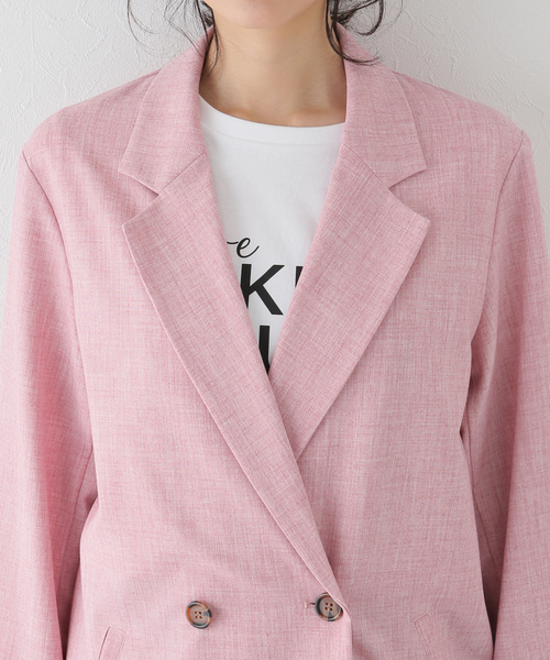 U by SPICK&SPAN（ユーバイスピックアンドスパン）の「リネンライクオーバージャケット（その他アウター・レディース・ピンク/ベージュ・FREE）」の12枚目の写真