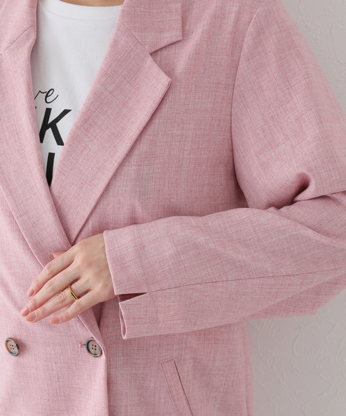 U by SPICK&SPAN（ユーバイスピックアンドスパン）の「リネンライクオーバージャケット（その他アウター・レディース・ピンク/ベージュ・FREE）」の15枚目の写真