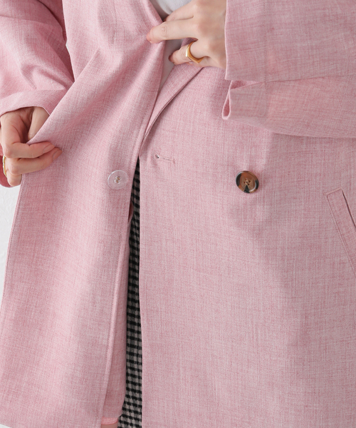 U by SPICK&SPAN（ユーバイスピックアンドスパン）の「リネンライクオーバージャケット（その他アウター・レディース・ピンク/ベージュ・FREE）」の19枚目の写真
