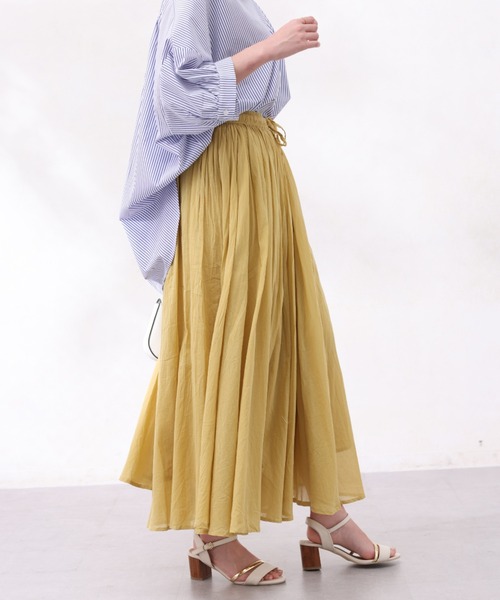 Chez toi(シェトワ)の「INDIA/コットンボイルギャザースカート(スカート・レディース・イエロー/ブラック/オレンジ/パープル・FREE)」の4枚目の写真