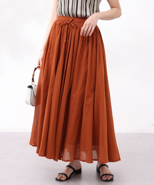 Chez toi(シェトワ)の「INDIA/コットンボイルギャザースカート(スカート・レディース・イエロー/ブラック/オレンジ/パープル・FREE)」の1枚目の写真