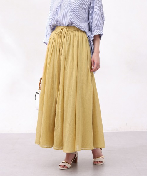 Chez toi(シェトワ)の「INDIA/コットンボイルギャザースカート(スカート・レディース・イエロー/ブラック/オレンジ/パープル・FREE)」の5枚目の写真