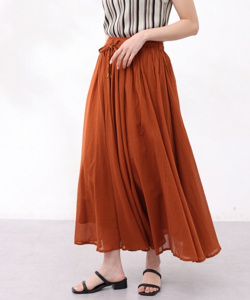 Chez toi(シェトワ)の「INDIA/コットンボイルギャザースカート(スカート・レディース・イエロー/ブラック/オレンジ/パープル・FREE)」の8枚目の写真