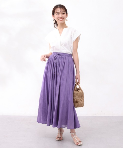 Chez toi(シェトワ)の「INDIA/コットンボイルギャザースカート(スカート・レディース・イエロー/ブラック/オレンジ/パープル・FREE)」の19枚目の写真