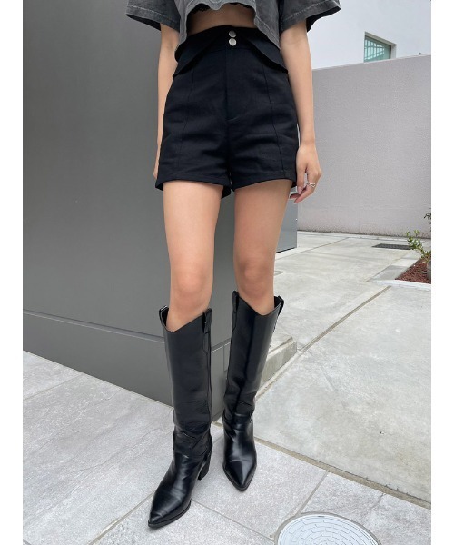 ENVYM(アンビー)の「HWウエストバックショートパンツ(その他パンツ・レディース・ベージュ/ブラック・S/M)」の2枚目の写真