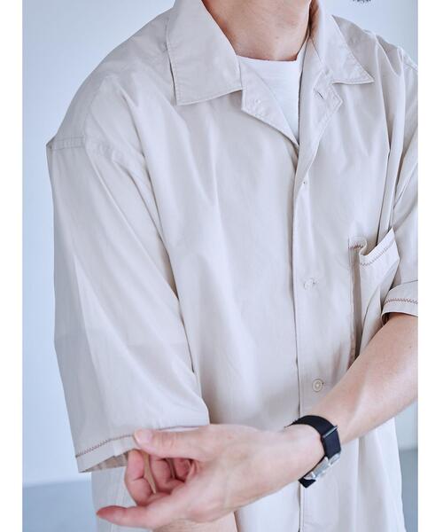 green label relaxing（グリーンレーベルリラクシング）の「タイプライター エンブロ オープンカラー シャツ（シャツ/ブラウス・メンズ・ダークグレー/ナチュラル・S/M/L/XL）」の4枚目の写真