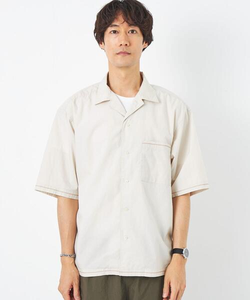 green label relaxing（グリーンレーベルリラクシング）の「タイプライター エンブロ オープンカラー シャツ（シャツ/ブラウス・メンズ・ダークグレー/ナチュラル・S/M/L/XL）」の6枚目の写真