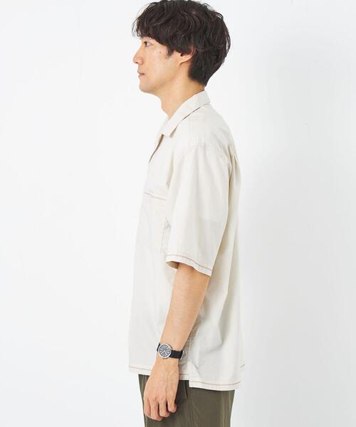 green label relaxing（グリーンレーベルリラクシング）の「タイプライター エンブロ オープンカラー シャツ（シャツ/ブラウス・メンズ・ダークグレー/ナチュラル・S/M/L/XL）」の7枚目の写真