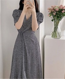 小花柄カシュクールワンピース