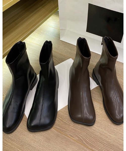 Burner(バーナー)の「【OKUOKU 0909】ローヒール バックジップ ブーツ oku-shoes-695144095354-5187 M(ブーツ・レディース・ブラウン/ブラック・36/38/40)」の6枚目の写真