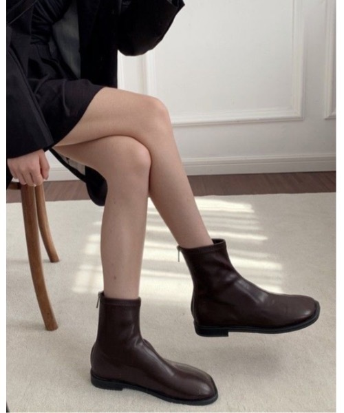 Burner(バーナー)の「【OKUOKU 0909】ローヒール バックジップ ブーツ oku-shoes-695144095354-5187 M(ブーツ・レディース・ブラウン/ブラック・36/38/40)」の10枚目の写真