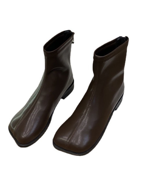 Burner(バーナー)の「【OKUOKU 0909】ローヒール バックジップ ブーツ oku-shoes-695144095354-5187 M(ブーツ・レディース・ブラウン/ブラック・36/38/40)」の3枚目の写真