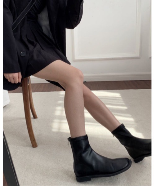 Burner(バーナー)の「【OKUOKU 0909】ローヒール バックジップ ブーツ oku-shoes-695144095354-5187 M(ブーツ・レディース・ブラウン/ブラック・36/38/40)」の4枚目の写真