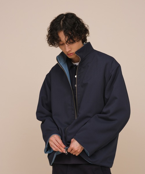 ADAM ET ROPÉ 青 ジッパー付き スタンドカラー ジャケット ADAM ET ROPÉ 青 ジッパー付き スタンドカラー ジャケット