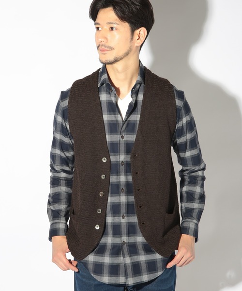 UNION STATION(ユニオンステーション)の「ウール混ハイゲージニットベスト(ベスト・メンズ・ブラック/ブラウン・L/M)」の4枚目の写真