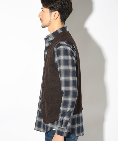 UNION STATION(ユニオンステーション)の「ウール混ハイゲージニットベスト(ベスト・メンズ・ブラック/ブラウン・L/M)」の5枚目の写真