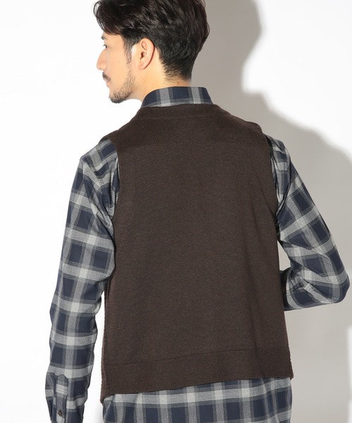 UNION STATION(ユニオンステーション)の「ウール混ハイゲージニットベスト(ベスト・メンズ・ブラック/ブラウン・L/M)」の6枚目の写真