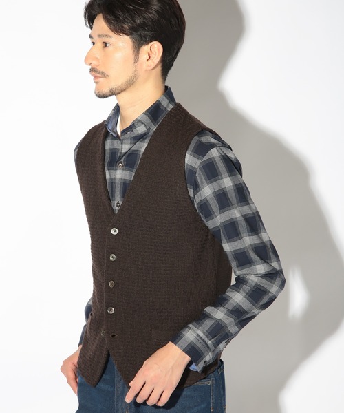 UNION STATION(ユニオンステーション)の「ウール混ハイゲージニットベスト(ベスト・メンズ・ブラック/ブラウン・L/M)」の8枚目の写真