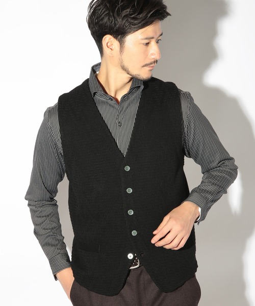 UNION STATION(ユニオンステーション)の「ウール混ハイゲージニットベスト(ベスト・メンズ・ブラック/ブラウン・L/M)」の9枚目の写真