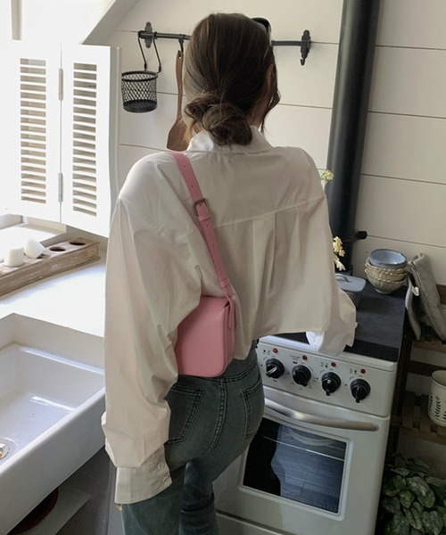 Chick(チック)の「By Color Short Shirt / バイカラーショート丈シャツ クロップド丈(シャツ/ブラウス・レディース・ホワイト/ブラック/ブルー・FREE)」の20枚目の写真