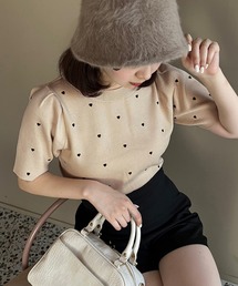 one after another NICE CLAUP | 【再予約】ハート刺繍パフスリーブニット(ニット/セーター)