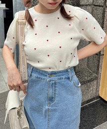 one after another NICE CLAUP | 【再予約】ハート刺繍パフスリーブニット(ニット/セーター)