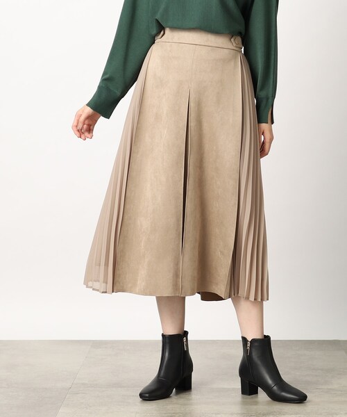 grove（グローブ）の「◆マシュマロタッチスウェード サイドプリーツスカート（スカート・レディース・ブルー/スミクロ/ライトベージュ・03/02/04/01/05）」の3枚目の写真