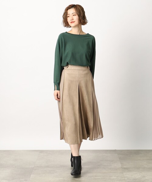 grove（グローブ）の「◆マシュマロタッチスウェード サイドプリーツスカート（スカート・レディース・ブルー/スミクロ/ライトベージュ・03/02/04/01/05）」の4枚目の写真