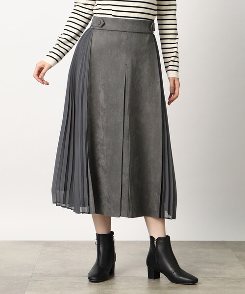 grove（グローブ）の「◆マシュマロタッチスウェード サイドプリーツスカート（スカート・レディース・ブルー/スミクロ/ライトベージュ・03/02/04/01/05）」の19枚目の写真