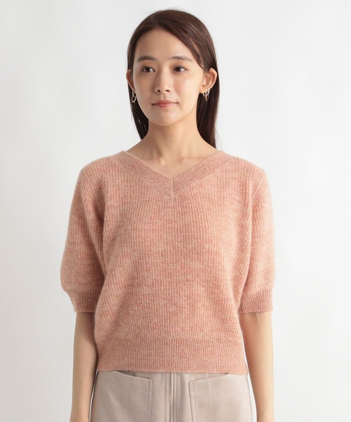 Andemiu(アンデミュウ)の「モヘアコンニット5分袖973654(ニット/セーター・レディース・チャコールグレー/オレンジ/ベージュ・FREE)」の17枚目の写真