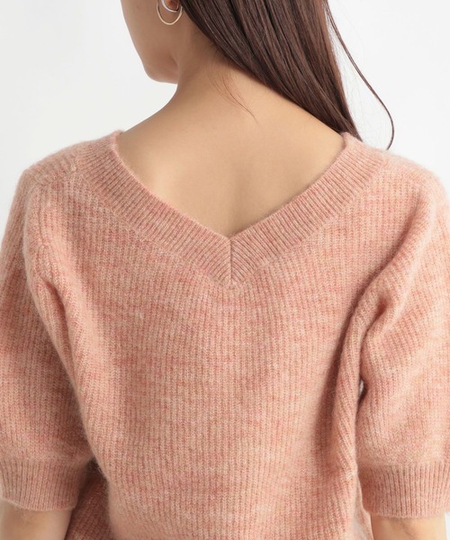 Andemiu(アンデミュウ)の「モヘアコンニット5分袖973654(ニット/セーター・レディース・チャコールグレー/オレンジ/ベージュ・FREE)」の20枚目の写真