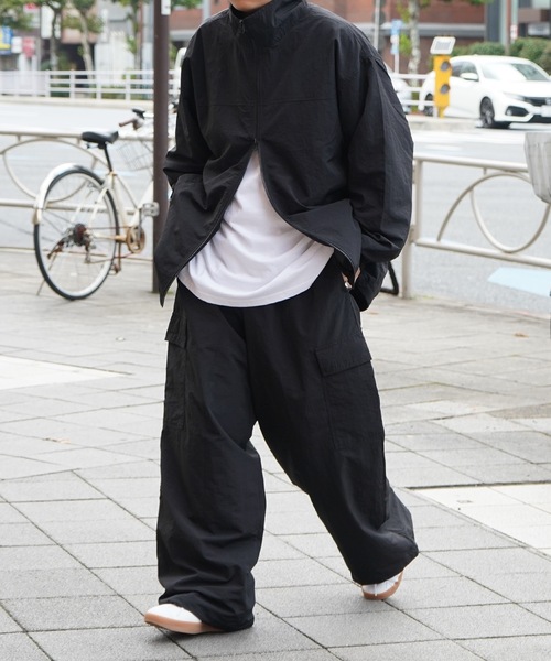 カーゴスタイル フィッシングパンツ 黒 ZOZO限定展開【セットアップ対応】ナイロンワイドカーゴパンツ