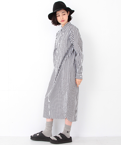 BEAMS BOY(ビームスボーイ)の「BEAMS BOY / ストライプ B.D. シャツワンピース(シャツワンピース・レディース・ブラック/ネイビー・ONE SIZE)」の19枚目の写真