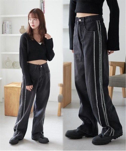 ECRIRE(エクリール)の「サイドライン ストレートデニムパンツ(デニムパンツ・レディース・ブラック・M)」の12枚目の写真