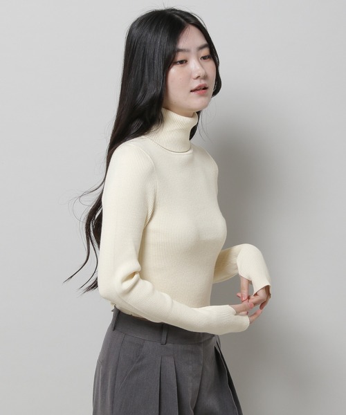 3.3 Field Trip （3.3フィールドトリップ）の「3.3 Field Trip／ショートタケタートル（ニット/セーター・レディース・ブラック/ブルー/アイボリー・FREE）」の18枚目の写真