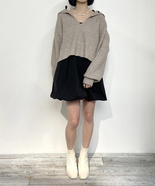 179/WG（イチナナキュウダブルジー）の「【WEB限定】アンゴラタッチ セーラーカラープルオーバー（ニット/セーター・レディース・オフホワイト/ブラック/グレー・FREE）」の14枚目の写真