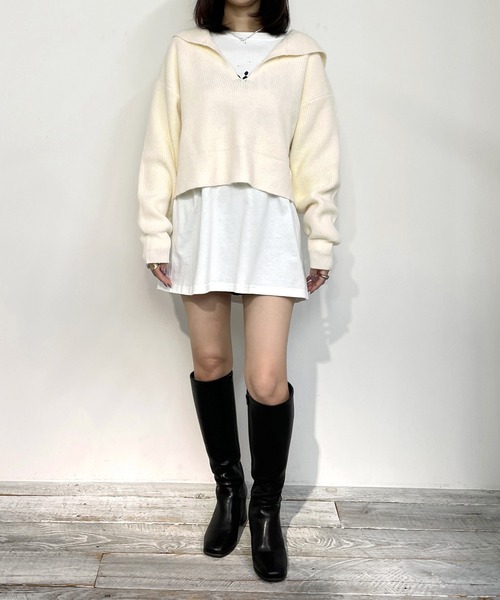 179/WG（イチナナキュウダブルジー）の「【WEB限定】アンゴラタッチ セーラーカラープルオーバー（ニット/セーター・レディース・オフホワイト/ブラック/グレー・FREE）」の17枚目の写真