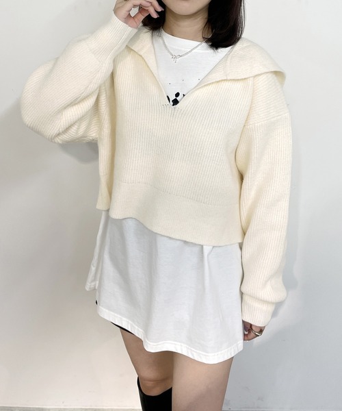 179/WG（イチナナキュウダブルジー）の「【WEB限定】アンゴラタッチ セーラーカラープルオーバー（ニット/セーター・レディース・オフホワイト/ブラック/グレー・FREE）」の19枚目の写真